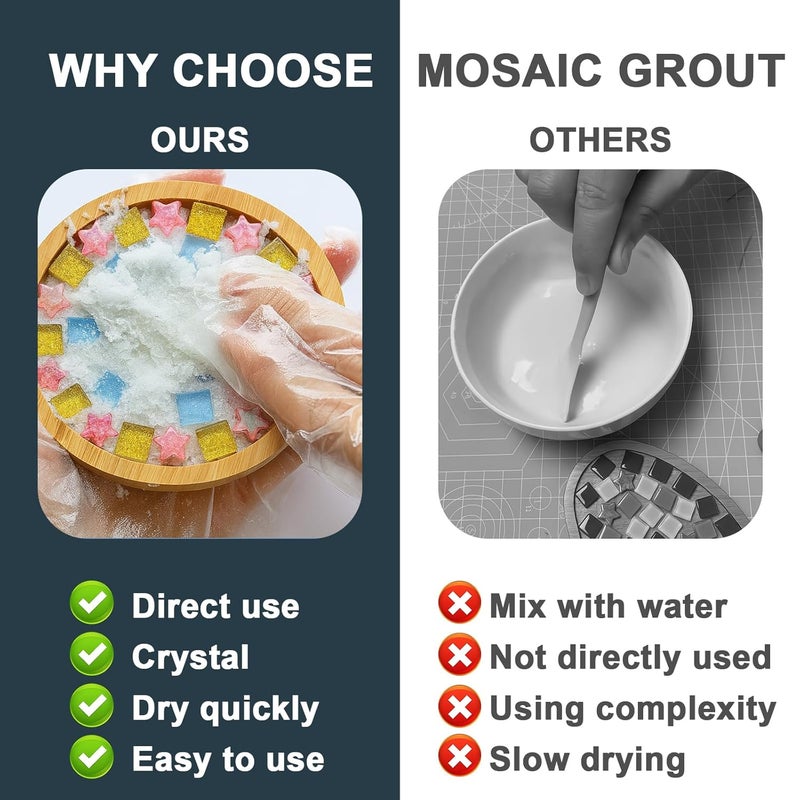 DINGSEN Professional Mosaic Grout for Crafts Gold 200g - Quick-Dry Crystal Tile Grout with Contrast Color Technology, DIY Art Supplies for Mosaic Glass Decor, Handmade Gifts & Home Improvement Projects - Image 3